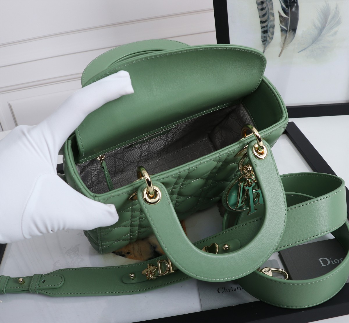 Mini Lady Dior Bag Green Cannage Lambskin